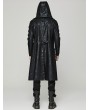 Punk Rave Black Gothic Punk Distressed Hooded Hollow Long Coat for Men