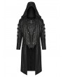 Punk Rave Black Gothic Punk Distressed Hooded Hollow Long Coat for Men