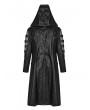 Punk Rave Black Gothic Punk Distressed Hooded Hollow Long Coat for Men