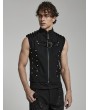 Punk Rave Black Gothic Doomsday Punk Rivet Zip Up Vest for Men