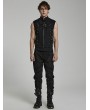 Punk Rave Black Gothic Doomsday Punk Rivet Zip Up Vest for Men