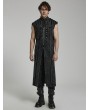 Punk Rave Black Gothic Distressed Tough Doomsday Long Denim Vest for Men