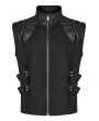 Punk Rave Black Gothic Handsome Punk Metal Zipper Vest for Men