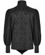 Punk Rave Black Retro Gothic Lantern Sleeve Jacquard Party Shirt for Men