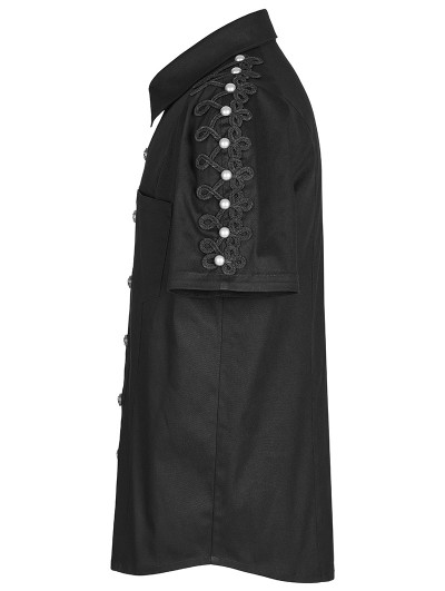 Punk Rave Black Gothic Punk Short Sleeve Daily Wear Fitted Shirt for Men -  DarkinCloset.com