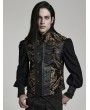 Punk Rave Black and Gold Vintage Gothic Ornate Jacquard Party Waistcoat for Men