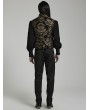 Punk Rave Black and Gold Vintage Gothic Ornate Jacquard Party Waistcoat for Men