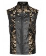 Punk Rave Black and Gold Vintage Gothic Ornate Jacquard Party Waistcoat for Men