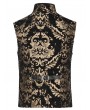 Punk Rave Black and Gold Vintage Gothic Ornate Jacquard Party Waistcoat for Men