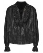 Punk Rave Black Gothic Tie-Dyed Jacquard Long Sleeve Loose Shirt for Men