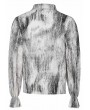 Punk Rave White Gothic Tie-Dyed Jacquard Long Sleeve Loose Shirt for Men