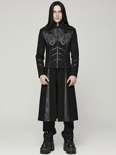 Punk Rave Black Gothic Cyber Handsome Detachable Hem Jacket for Men