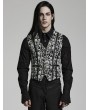 Punk Rave Black and White Gothic Skull Pattern Jacquard Waistcoat for Men