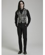 Punk Rave Black and White Gothic Skull Pattern Jacquard Waistcoat for Men