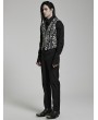 Punk Rave Black and White Gothic Skull Pattern Jacquard Waistcoat for Men