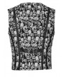 Punk Rave Black and White Gothic Skull Pattern Jacquard Waistcoat for Men