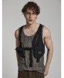 Punk Rave Black Gothic Doomsday Punk Asymmetric Vest for Men