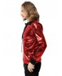 Pentagramme Red Sequin Gothic Heavy Metal Rock Long Sleeve Shirt for Men