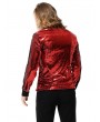 Pentagramme Red Sequin Gothic Heavy Metal Rock Long Sleeve Shirt for Men