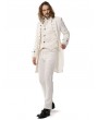 Pentagramme White Brocade Vintage Victorian Gothic Party Coat for Men