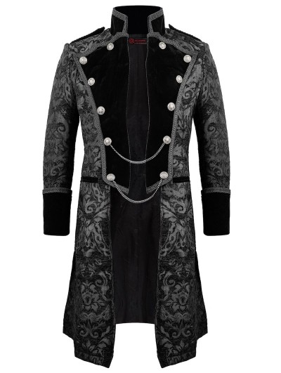 Pentagramme Black Printing Pattern Vintage Gothic Party Swallow Tail Jacket for Men