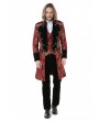 Pentagramme Red Printing Pattern Vintage Gothic Party Swallow Tail Jacket for Men