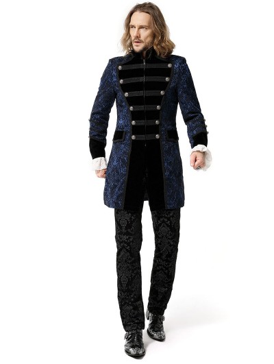 Pentagramme Blue Retro Gothic Jacquard Party Jacket for Men