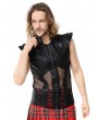 Pentagramme Black Gothic Punk Leather Sleeveless T-Shirt for Men