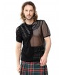 Pentagramme Black Gothic Punk Fishnet Short Sleeve Ripped T-Shirt for Men