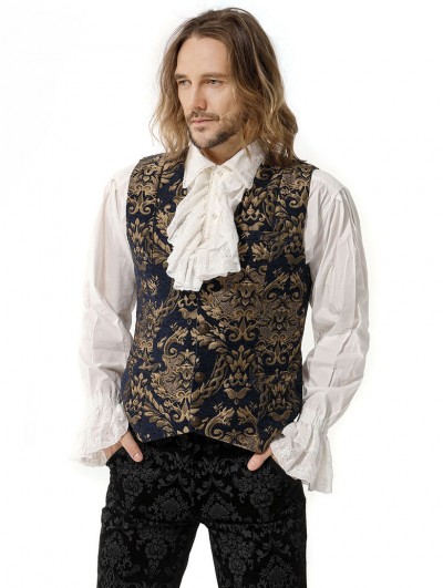 Pentagramme Blue Printing Pattern Gothic Victorian Vest for Men