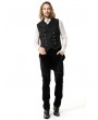 Pentagramme Black Brocade Vintage Gothic Steampunk Tailcoat Vest for Men