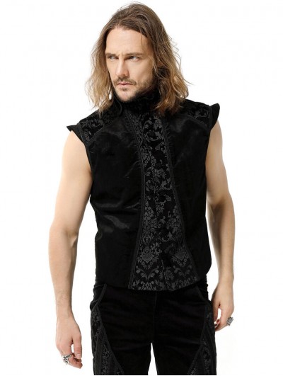 Pentagramme Black Gothic Steampunk Victorian Brocade Pattern Vest for Men