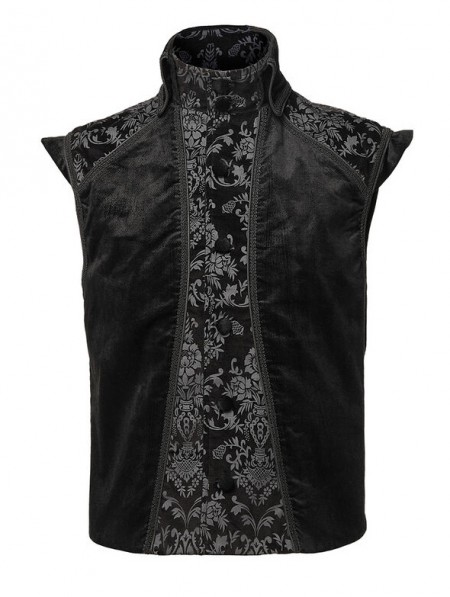 Pentagramme Black Gothic Steampunk Victorian Brocade Pattern Vest for ...