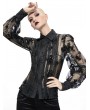 Pentagramme Black Gothic Floral Sheer Lace Long Sleeve Shirt for Women