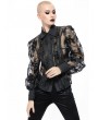 Pentagramme Black Gothic Floral Sheer Lace Long Sleeve Shirt for Women