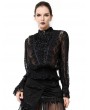 Pentagramme Black Gothic Sexy Lace Long Sleeve Top for Women