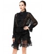 Pentagramme Black Gothic Sexy Lace Long Sleeve Top for Women