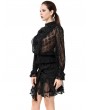 Pentagramme Black Gothic Sexy Lace Long Sleeve Top for Women