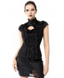 Pentagramme Black Vintage Gothic Cap Sleeve Lace Top for Women