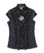 Pentagramme Black Vintage Gothic Cap Sleeve Lace Top for Women