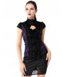 Pentagramme Purple Vintage Gothic Cap Sleeve Lace Top for Women