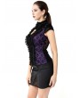 Pentagramme Purple Vintage Gothic Cap Sleeve Lace Top for Women