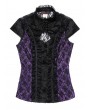 Pentagramme Purple Vintage Gothic Cap Sleeve Lace Top for Women