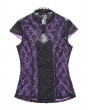 Pentagramme Purple Vintage Gothic Cap Sleeve Lace Top for Women