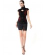 Pentagramme Red Vintage Gothic Cap Sleeve Lace Top for Women