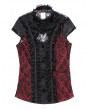 Pentagramme Red Vintage Gothic Cap Sleeve Lace Top for Women