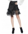 Pentagramme Black Velvet Gothic Vintage Asymmetrical Ruffle Short Skirt