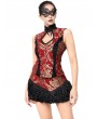 Pentagramme Red and Black Gothic Jacquard Embellished Short Skirt