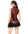 Pentagramme Red and Black Gothic Jacquard Embellished Short Skirt