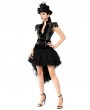 Pentagramme Black Gothic Lace Up Ruffle High-Low Skirt